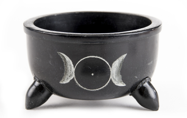 Sonne-Mond Specksteinräuchergefäß mit Füßchen groß